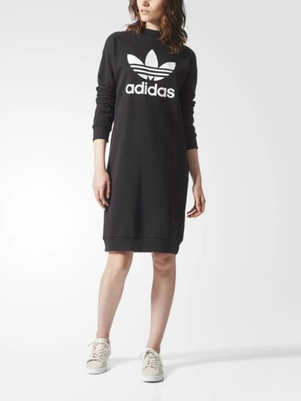 😎 ADIDAS 😎 Trefoil Crew Sweatshirt Dress - [XSmall, Black]